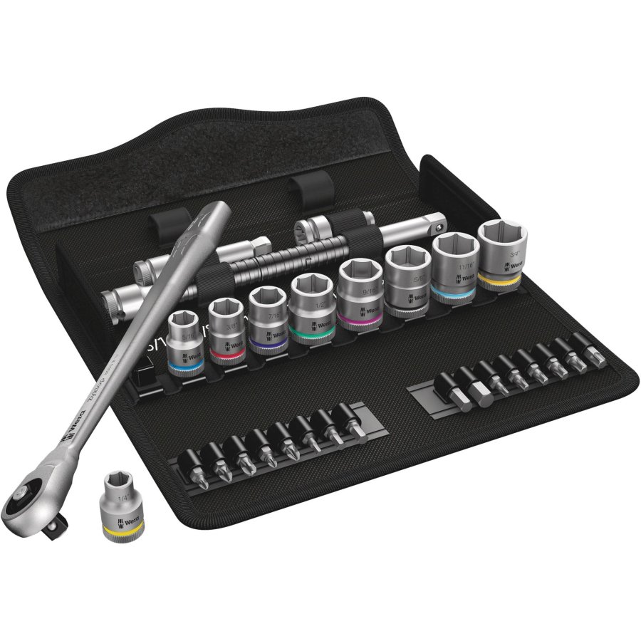 Wera 8100 SB 10 Zyklop Ratchet Set Push Through 3/8  imperial #1