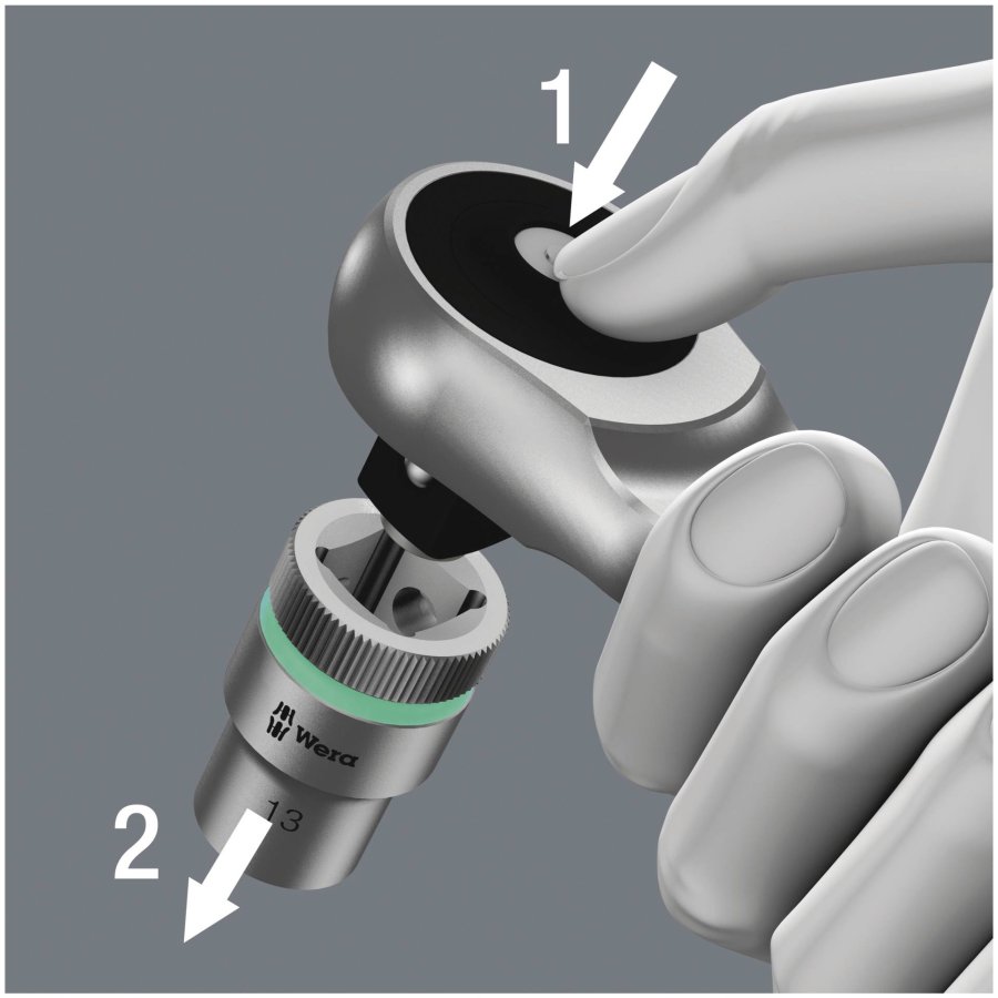 Wera 8100 SB 7 Zyklop Ratchet Push Through Square 3/8  metric #6