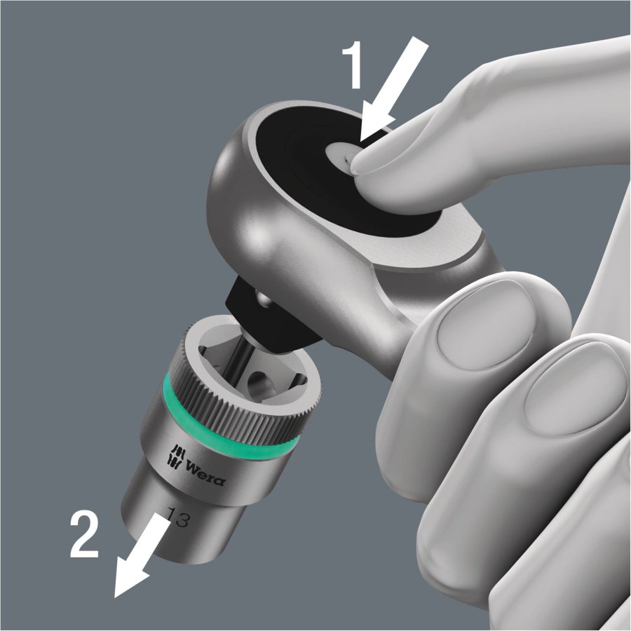 Wera 8100 SC 10 Zyklop Ratchet Push Through Sq. 1/2  imperial #6