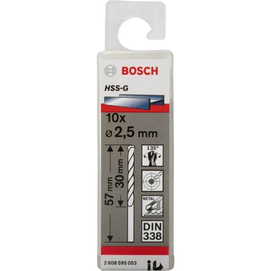 Bosch 10 Metal Drill Bits HSS-G 2,5x30x57mm #1