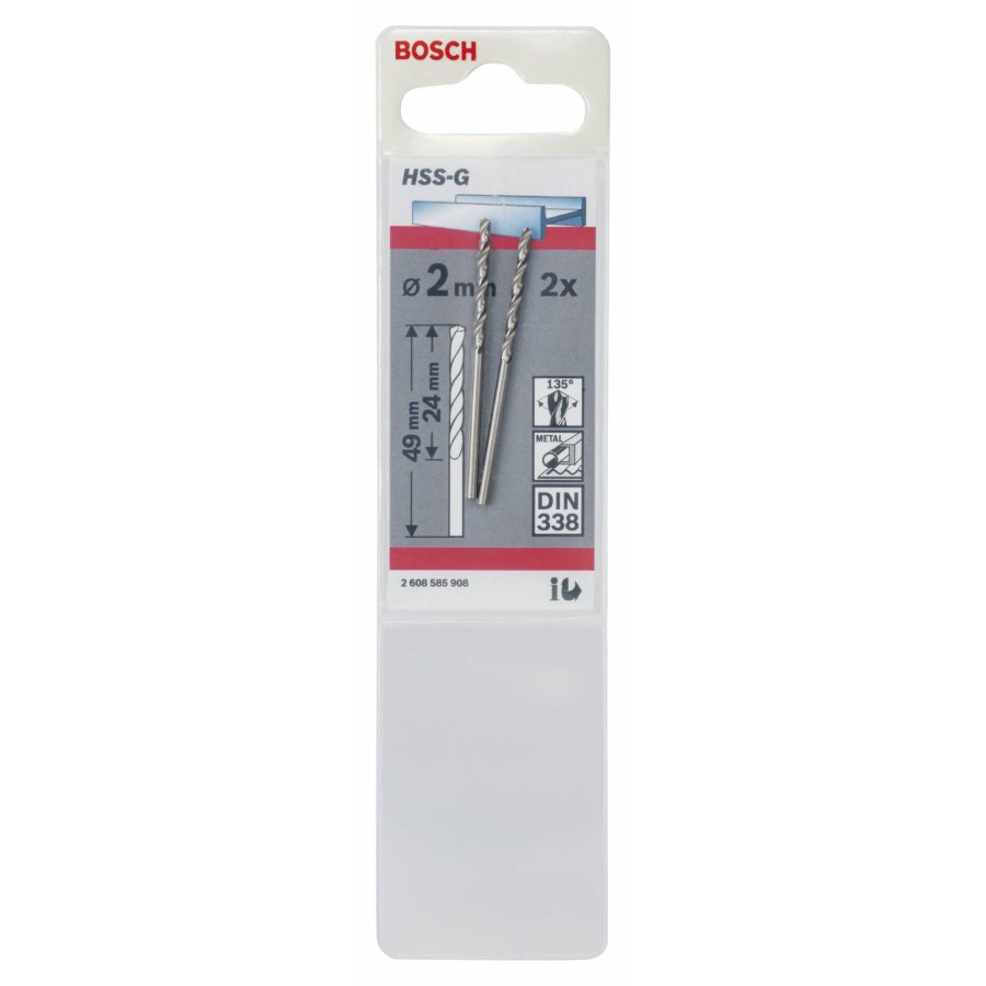 Bosch 2 Metal Drill Bits HSS-G 2,0x24x49mm #2