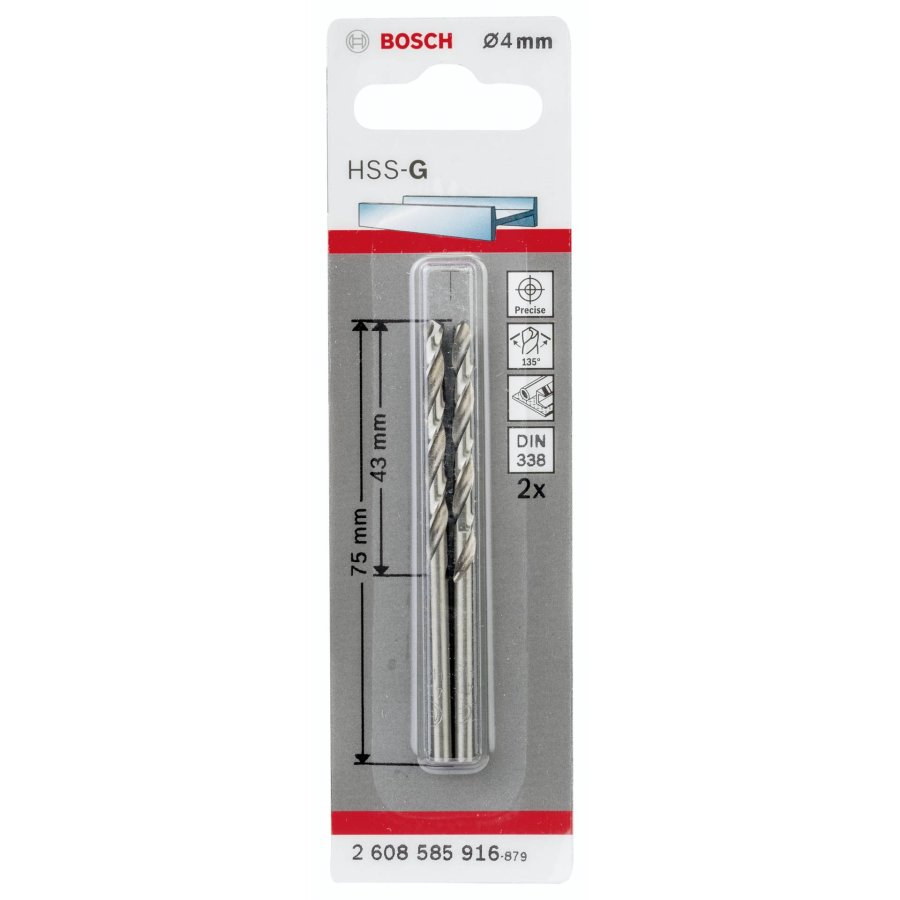 Bosch 2 Metal Drill Bits HSS-G 4,0x43x75mm #2