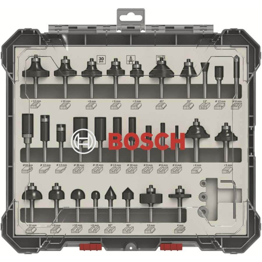 Bosch 30 pcs Wood Bit Set for 6mm Shank Router #1