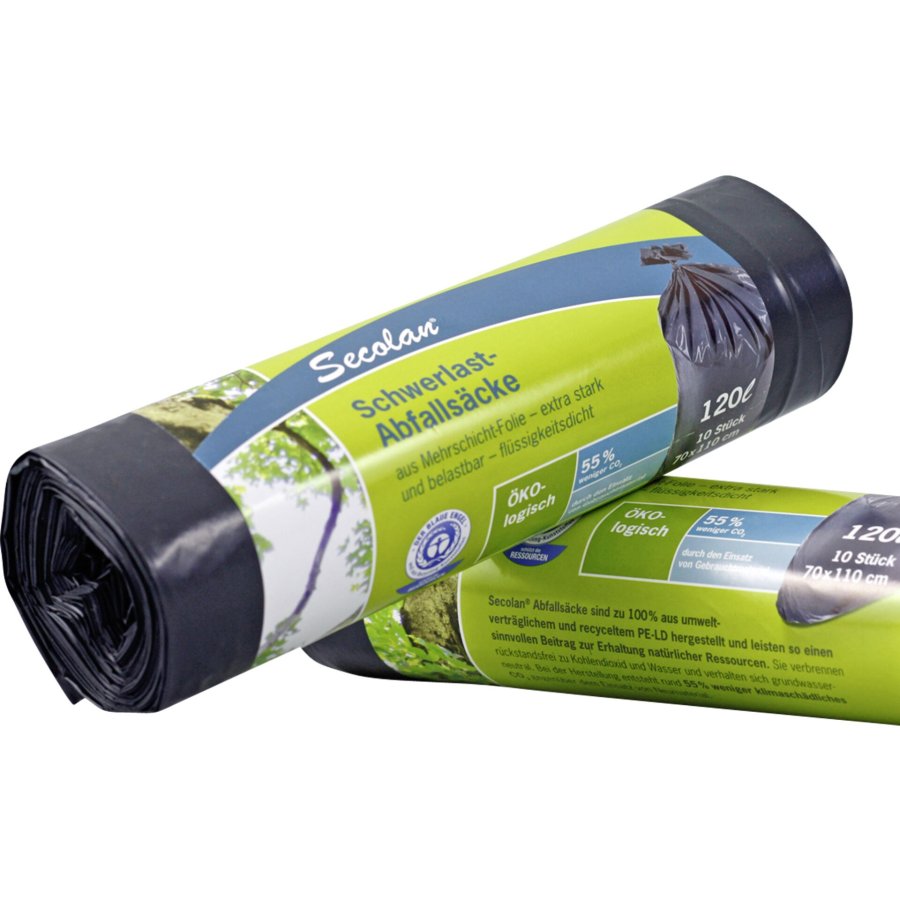 1x10 Secolan Heavy Duty Garbage Bags 120 l grey/black #1