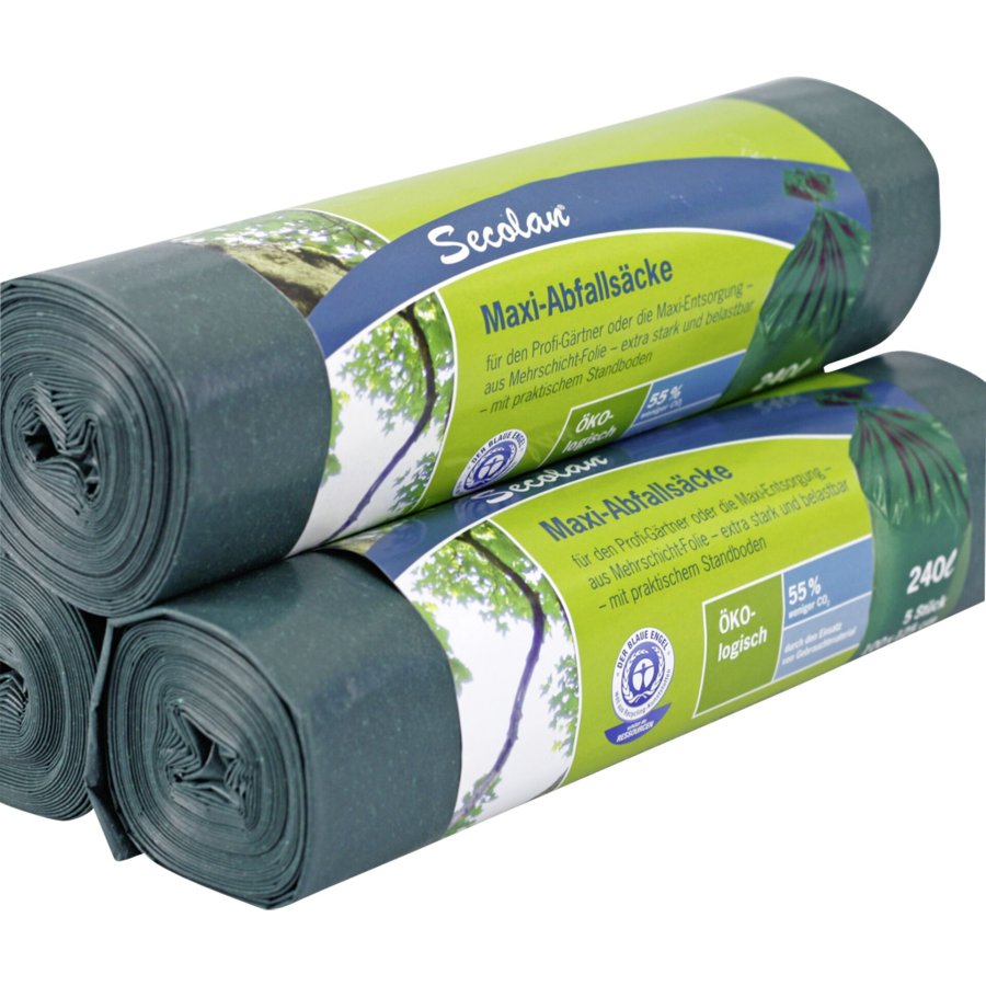 1x5 Secolan Maxi Garbage Bags 240 l green/black #1