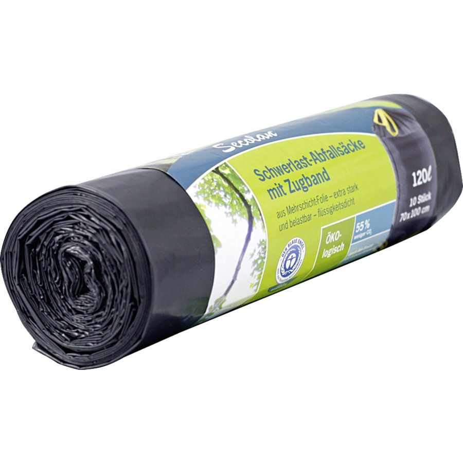 1x10 Secolan Duty Heavy Garbage Bags, drawstring 120 l grey/sw #1