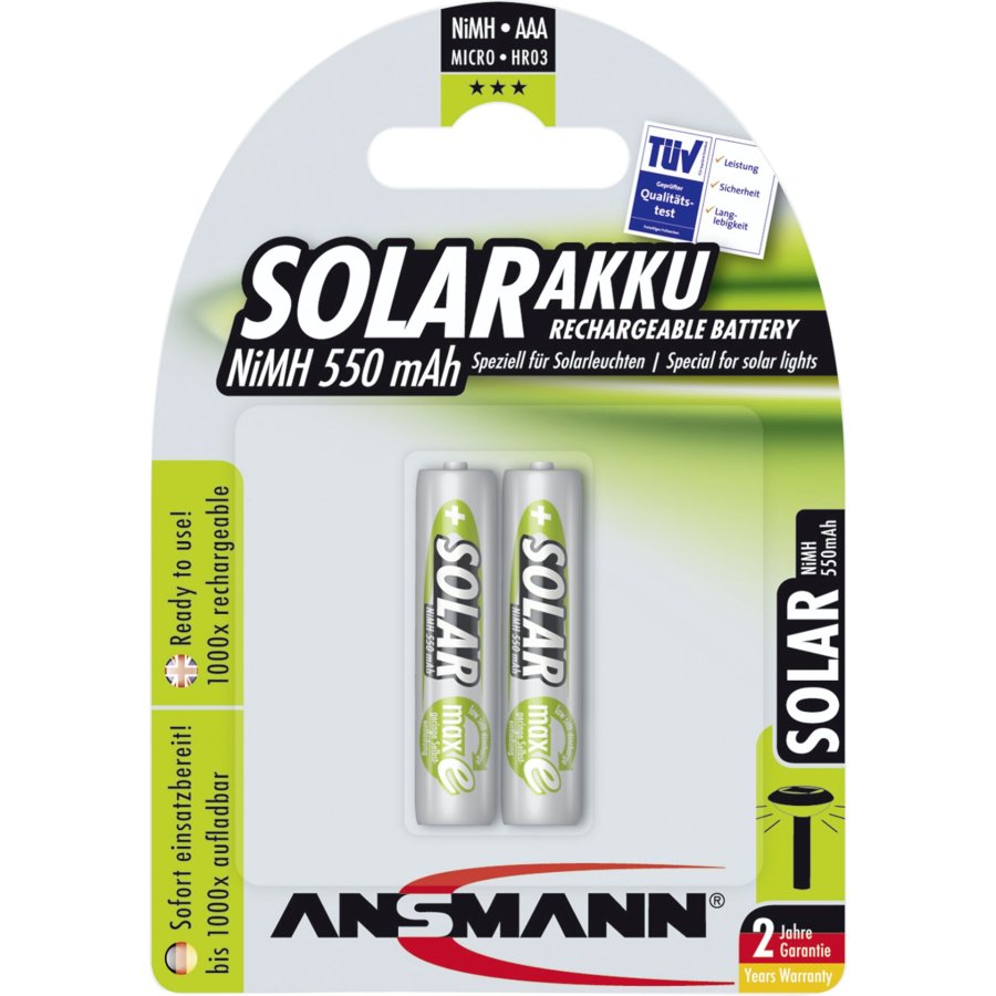 1x2 Ansmann maxE NiMH rech.bat. Micro AAA 550 mAh SOLAR #1