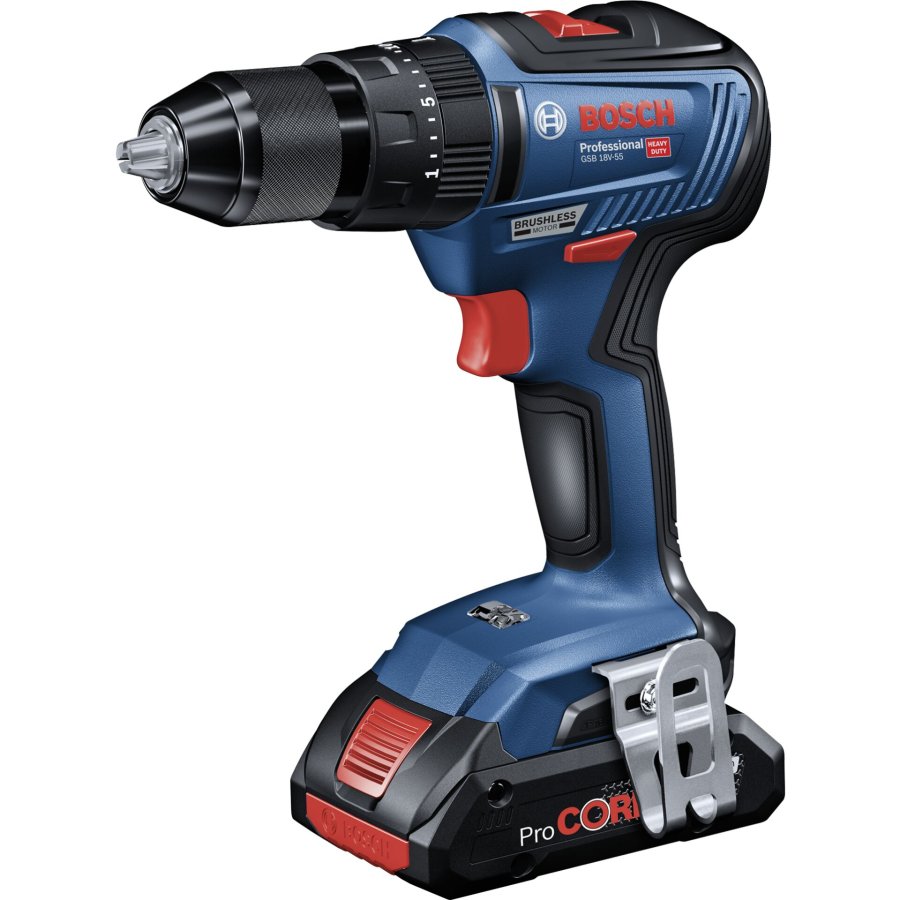 Bosch GSB 18V-55 PROFESSIONAL 1800 rpm Nglefri 1,1 kg Sort, Bl, Rd #2
