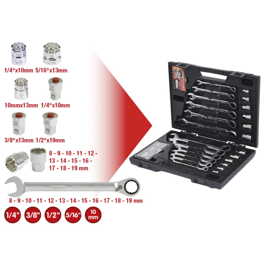 KS Tools GEARplus RINGSTOP Ratchet Ring Spanner-Set #5