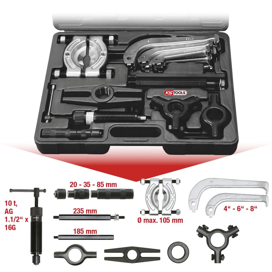 KS Tools Hydraulic Universal Puller Set 2 and 3 arm  22 pcs #6
