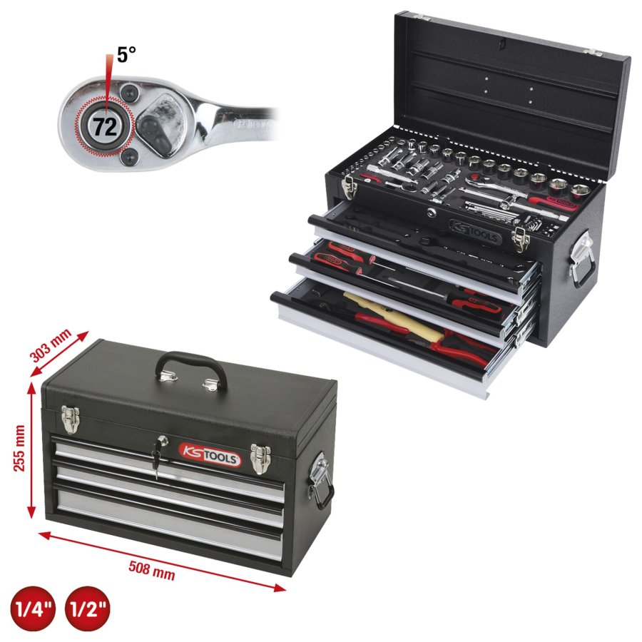KS Tools 1/4 +1/2  CHROMEplus Universal Tool Set    99 pcs #5
