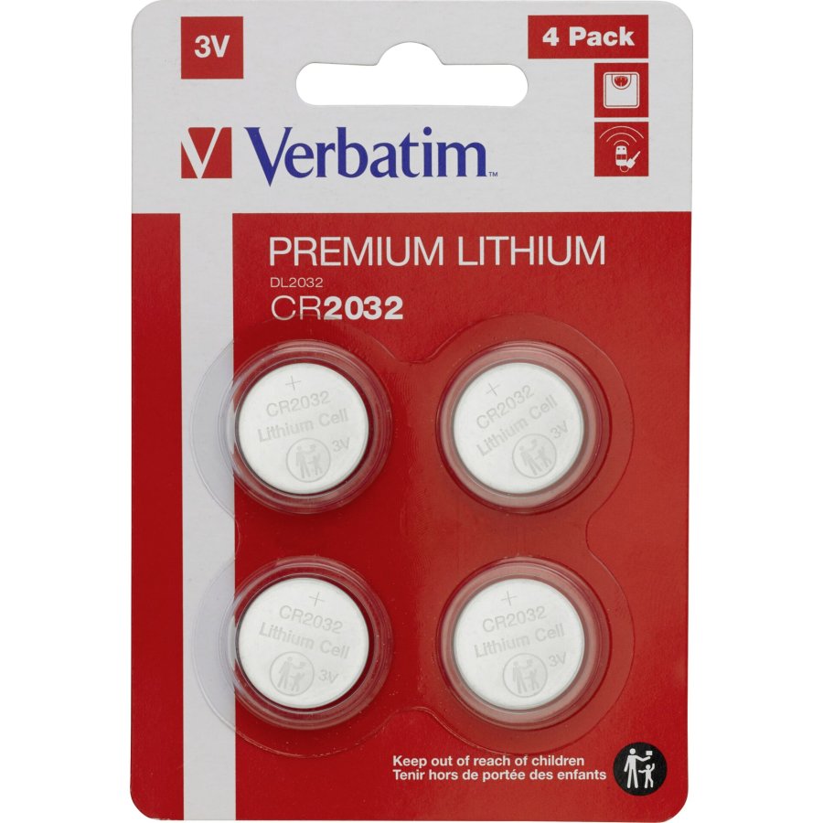 1x4 Verbatim CR 2032 Lithium battery 49533 #1