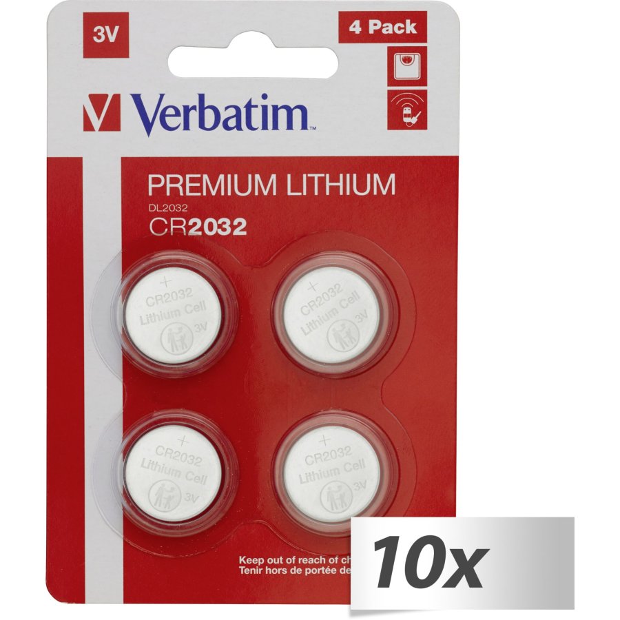 10x4 Verbatim CR 2032 Lithium battery 49533 #1