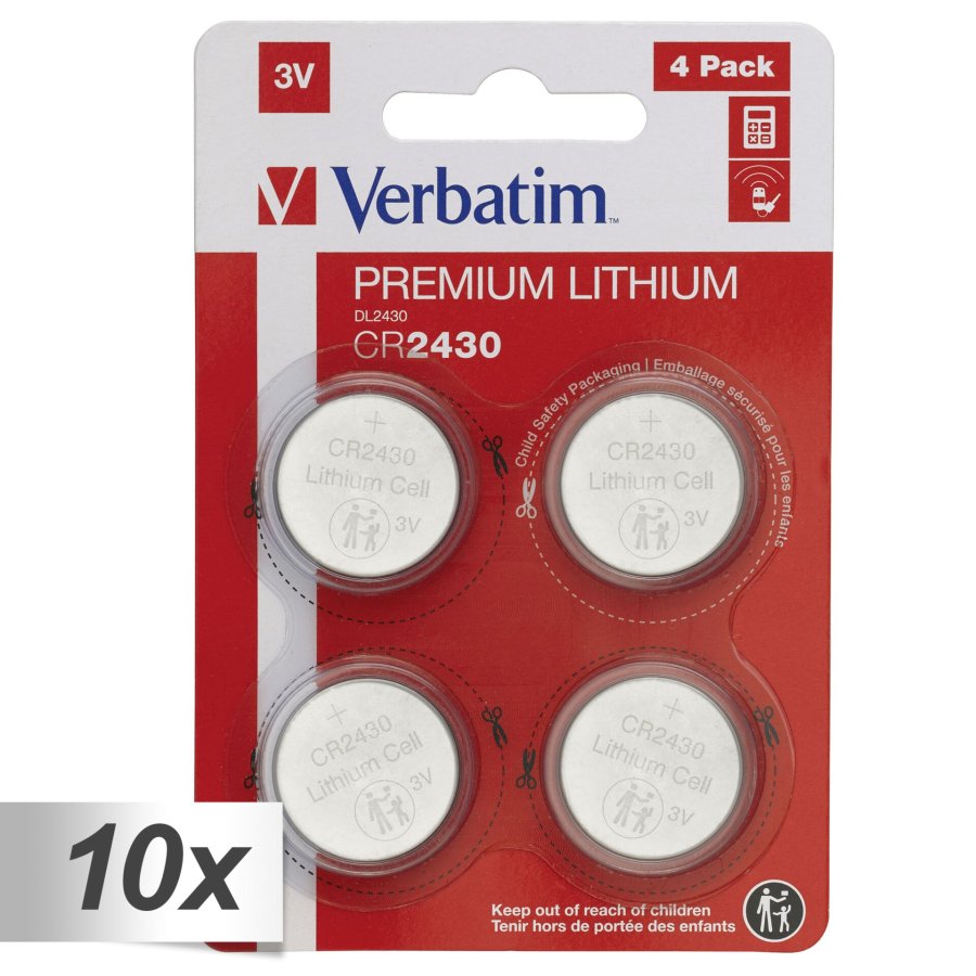 10x4 Verbatim CR 2430 Lithium battery 49534 #1