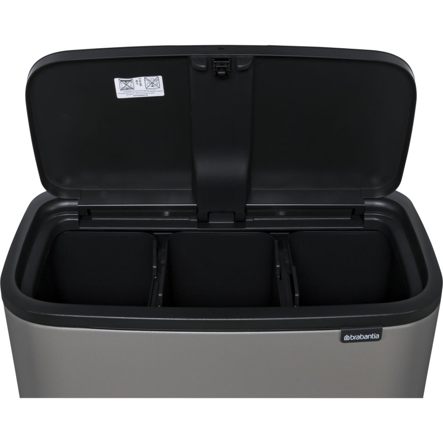 Brabantia Waste Bin Bo Touch Bin Mineral Concrete Grey, 3 x 11 L #4