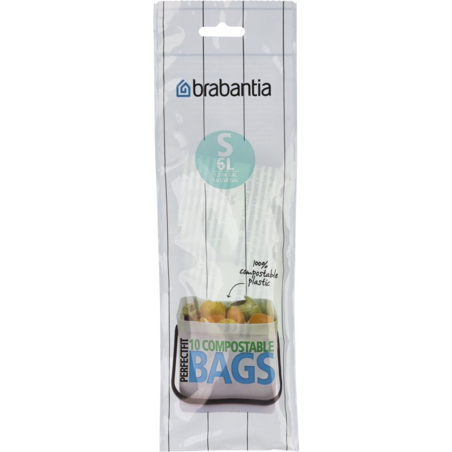 Brabantia PerfectFit Bin Liner Compostable Type S, 6 L, 10 bags #1