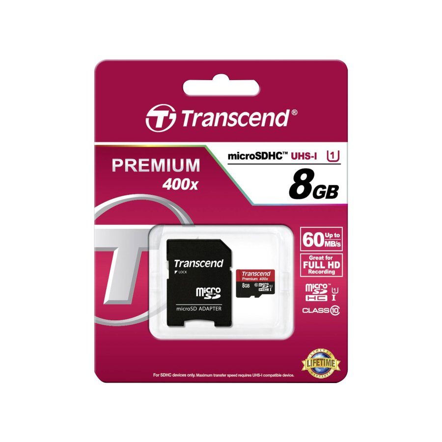 Transcend microSDHC          8GB Class 10 UHS-I 400x + SD Adapter #3