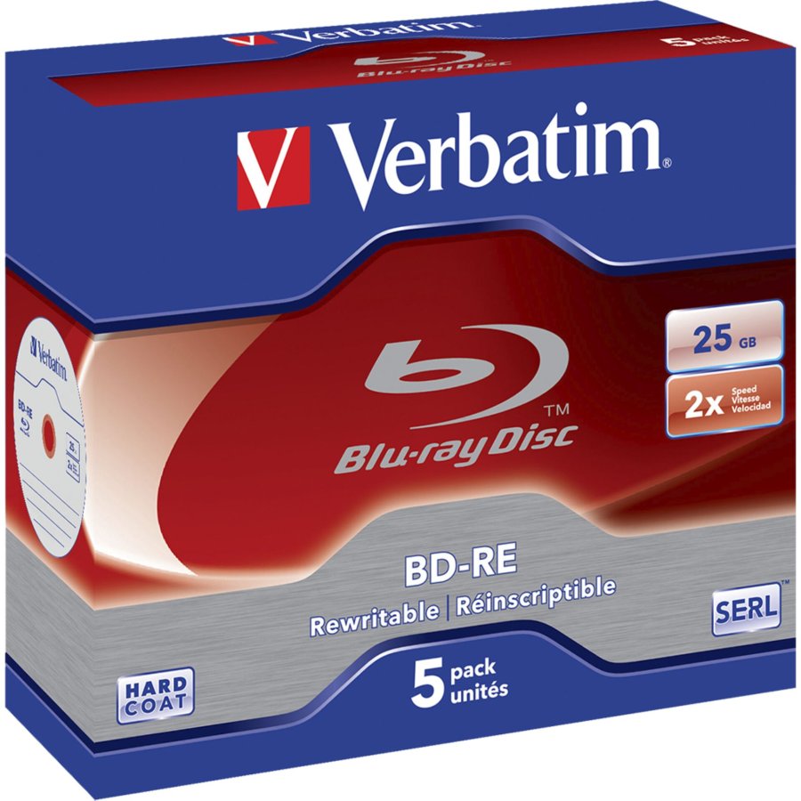 1x5 Verbatim BD-RE Blu-Ray 25GB 2x Speed, Jewel Case #1