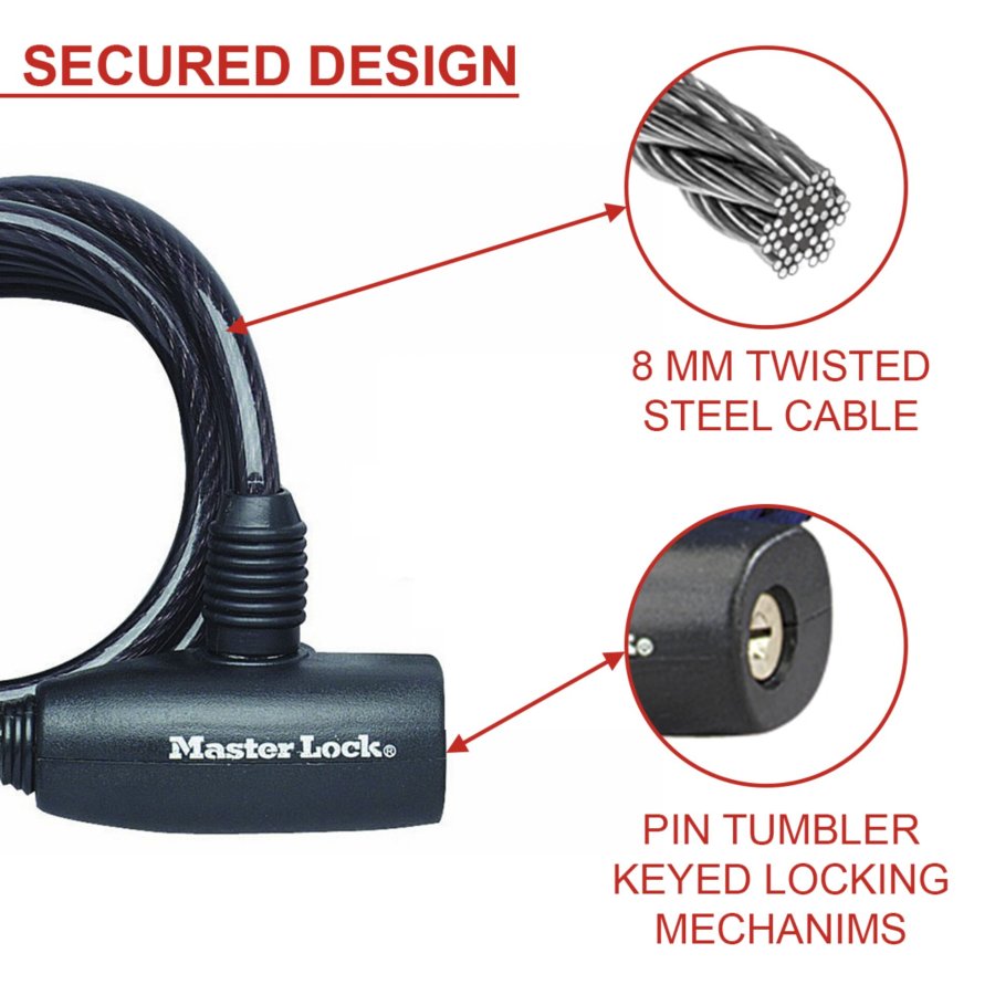 Master Lock Spiral Cable Lock 8mm 8126EURDPRO #3