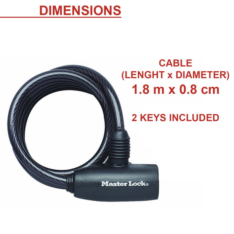 Master Lock Spiral Cable Lock 8mm 8126EURDPRO #4