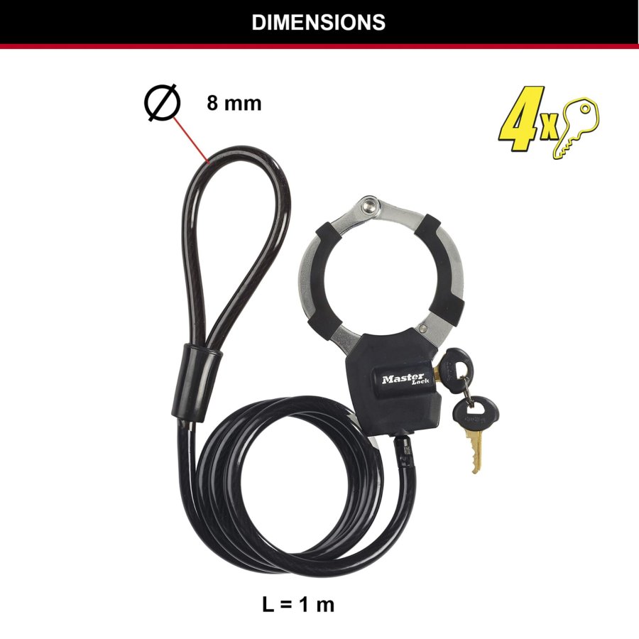 Kabel med hngels Master Lock Sort #3