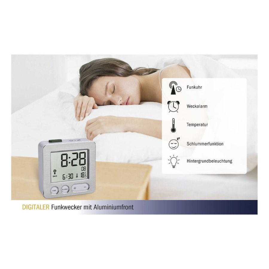 TFA 60.2545.54 RC Alarm Clock silver/white #3