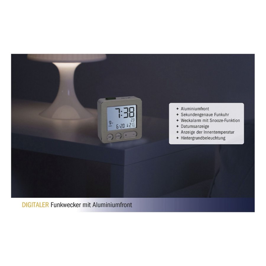 TFA 60.2545.54 RC Alarm Clock silver/white #4