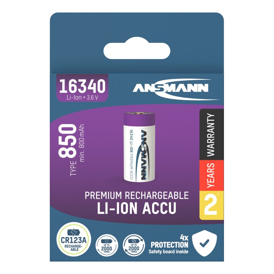 Ansmann 16340 Li-Ion Akku 850mAh 3,6V Standard Version  1300-0017 #1