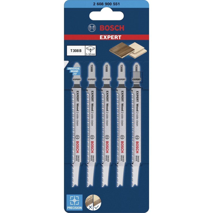 Bosch EXPERT jigsaw blades T308B 5pcs Wood 2-side clean #3