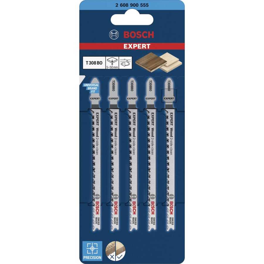 Bosch EXPERT jigsaw blades T308BO 5pcs Wood 2-side clean #3