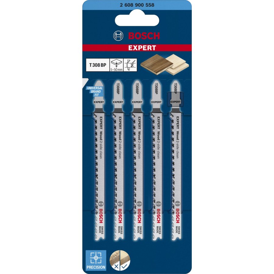 Bosch EXPERT jigsaw blades T308BP 5pcs Wood 2-side clean #3