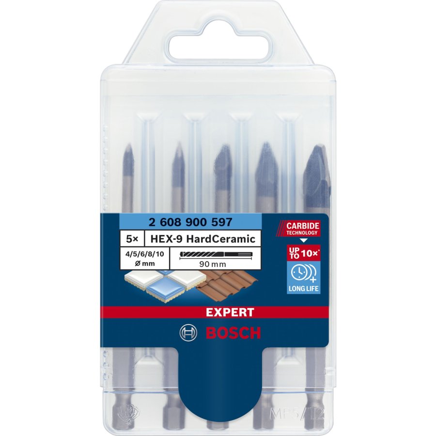 Bosch EXPERT HEX-9 HardCeramic Bits, 5pcs Set 4/5/6/8/10 #2