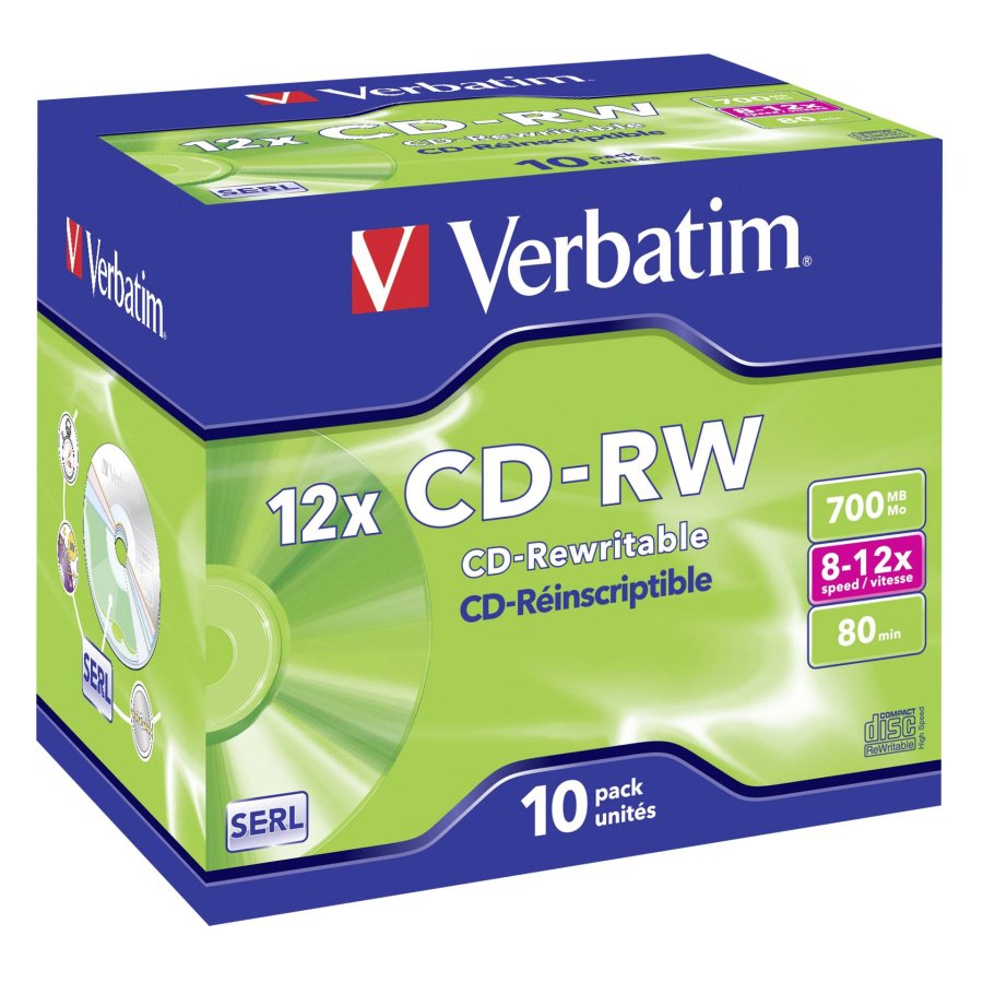 1x10 Verbatim CD-RW 80 / 700MB 8x - 12x Speed, Jewel Case #1