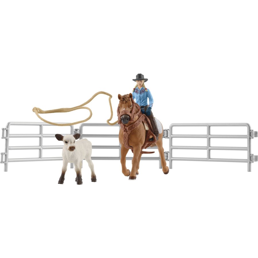 Schleich Farm World     42577 Cowgirl Team Roping Fun #1