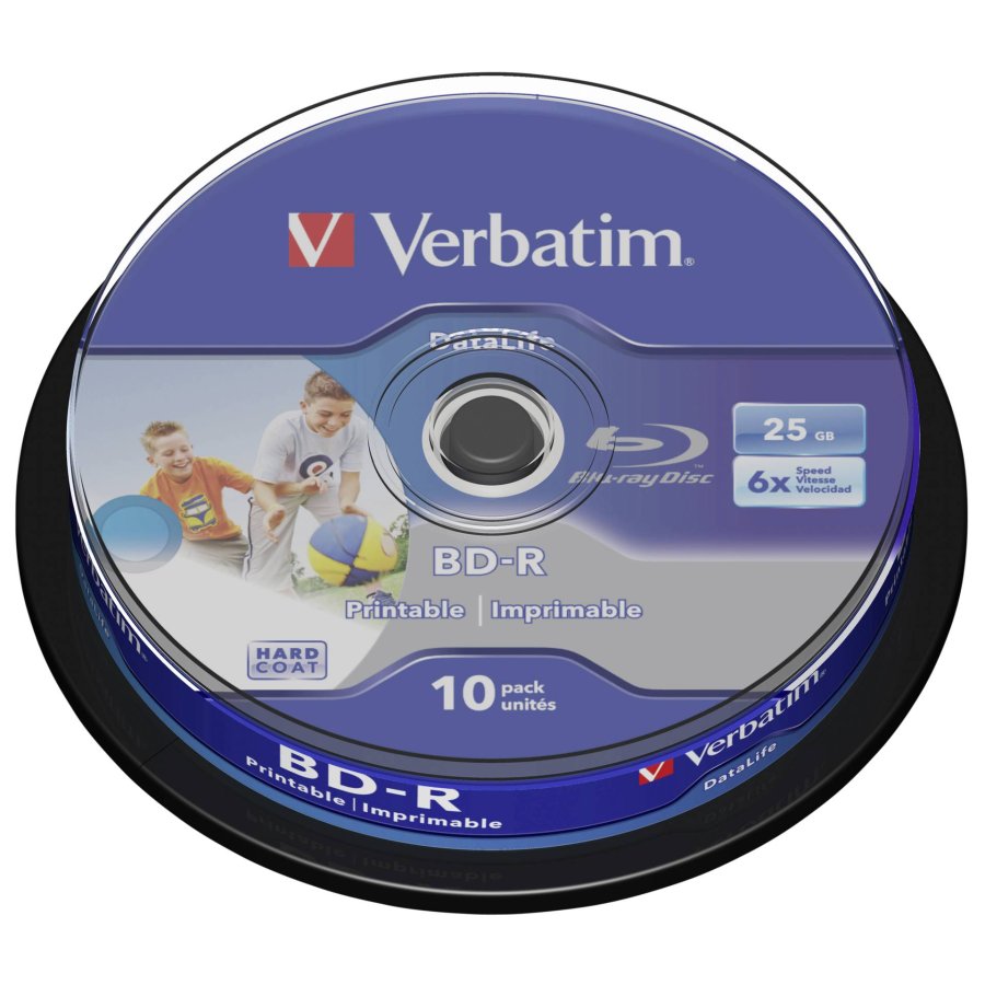 1x10 Verbatim BD-R Blu-Ray 25GB 6x Speed DL Wide Printable CB #1