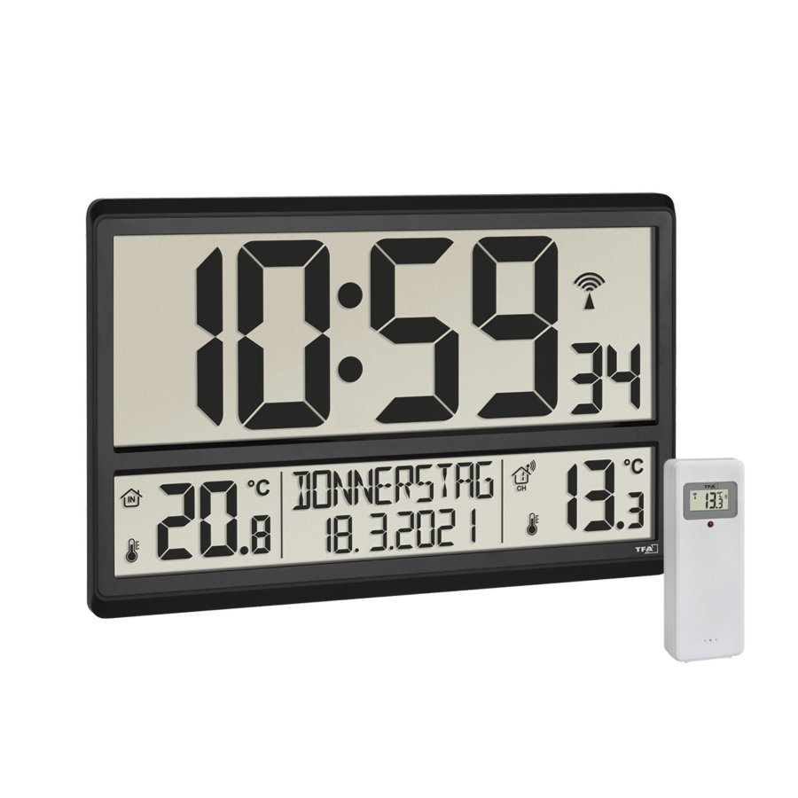 TFA 60.4521.01 XL Radio Clock with Indoor/Outdoor Temperature #1