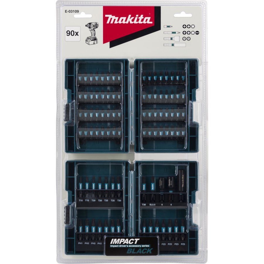 Makita E-03109 Impact Black Bit-Set 90-pcs. #1