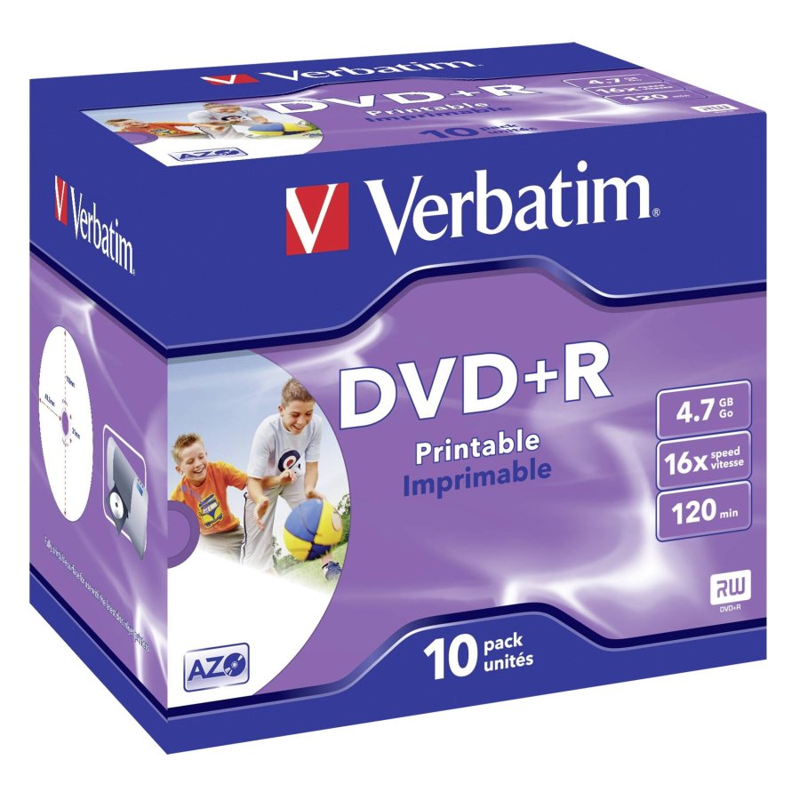1x10 Verbatim DVD+R 4,7GB Jewel 16x Speed, printable #1