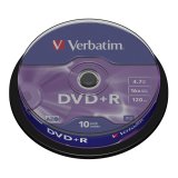 1x10 Verbatim DVD+R 4,7GB 16x Speed, matt silver Cakebox #1