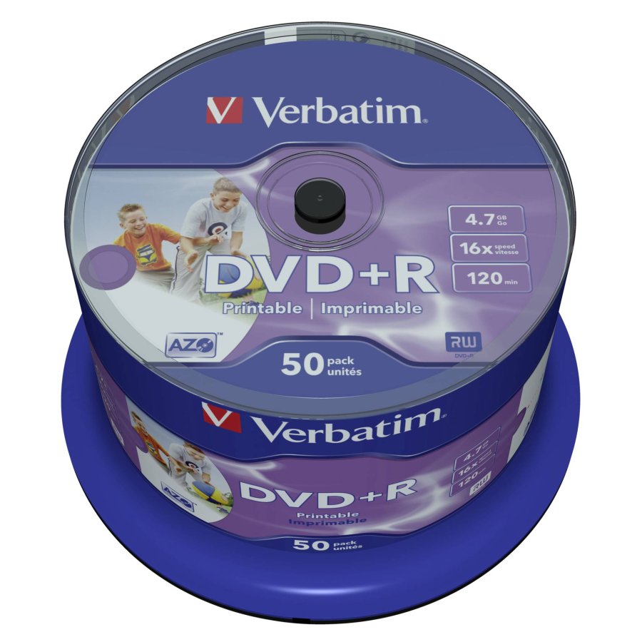 1x50 Verbatim DVD+R 4,7GB 16x Speed, wide printable NON-ID #1