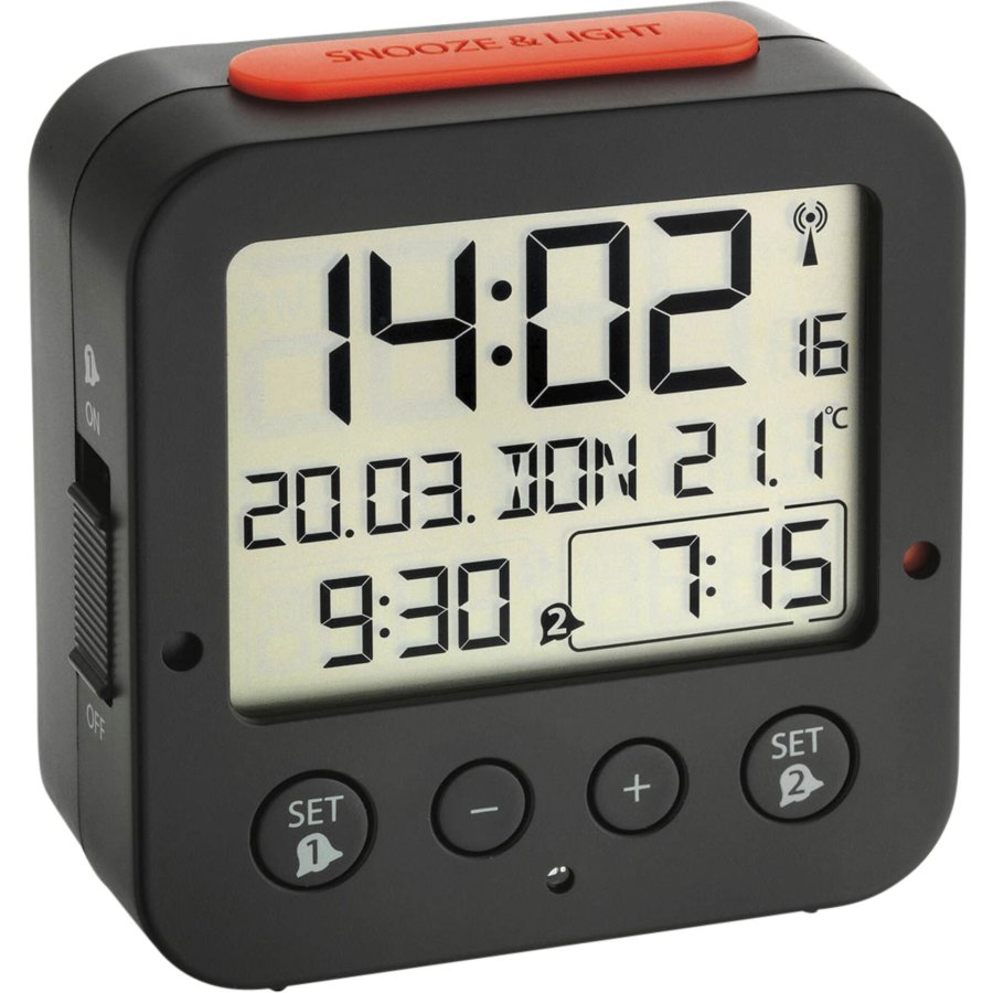 TFA 60.2528.01 Bingo black Digital RC Alarm Clock w. Temper #1
