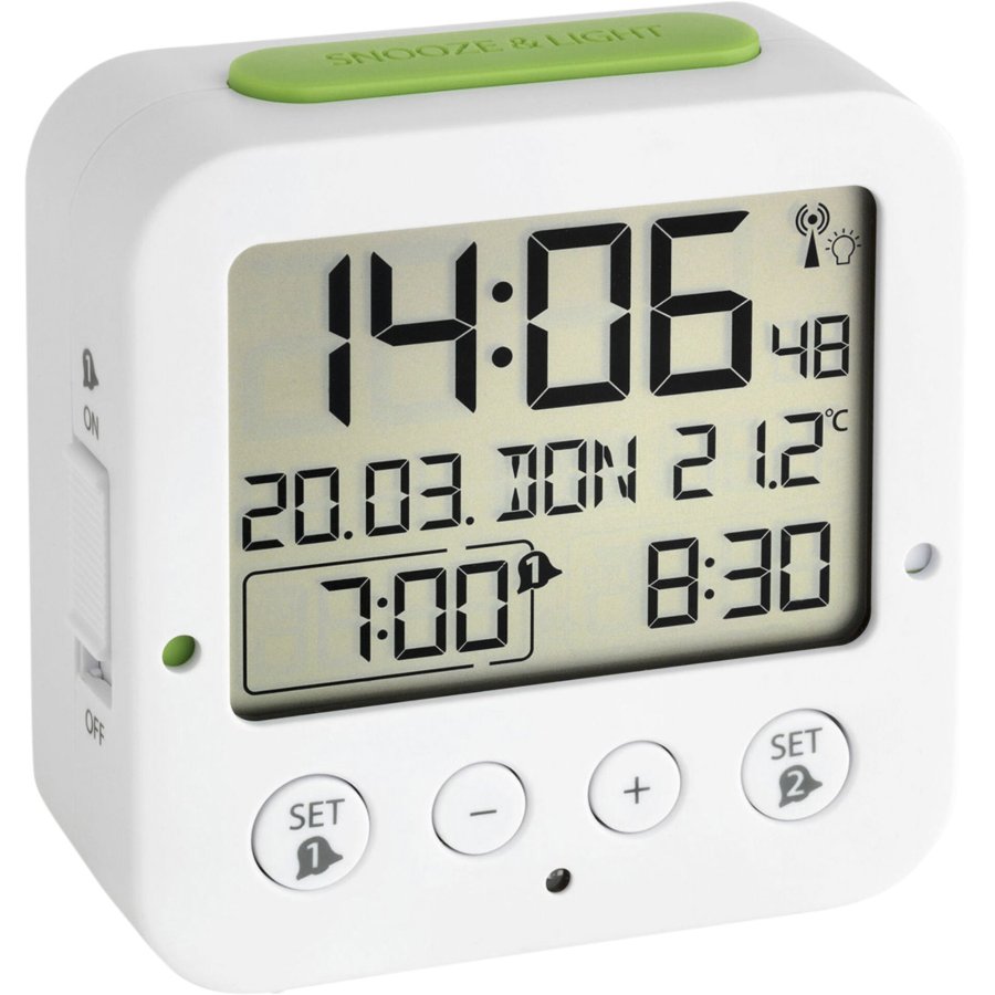 TFA 60.2528.02 Bingo white Digital RC Alarm Clock w. Temper #1