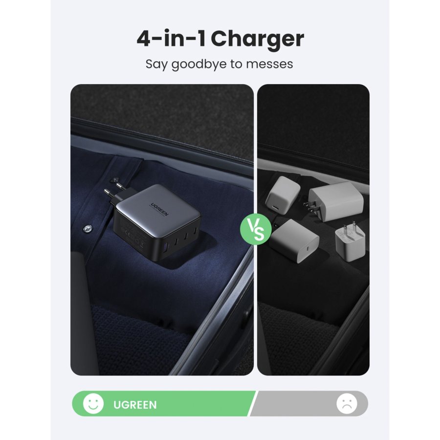 UGREEN USB-A+3xUSB-C 100W GaN Wall Charger USB C-C Cable Black #3