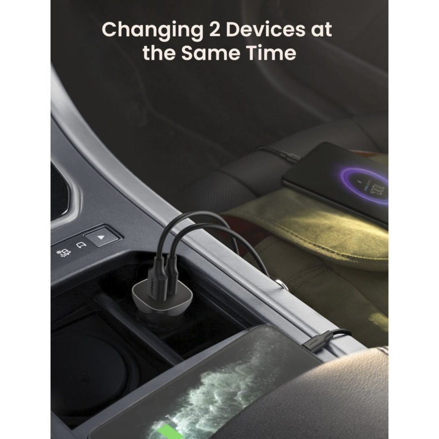 UGREEN USB-C PD+USB-A QC 24W Fast Car Charger Gray #2