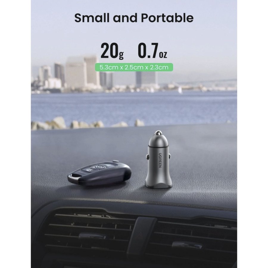 UGREEN USB-C PD+USB-A QC 24W Fast Car Charger Gray #5