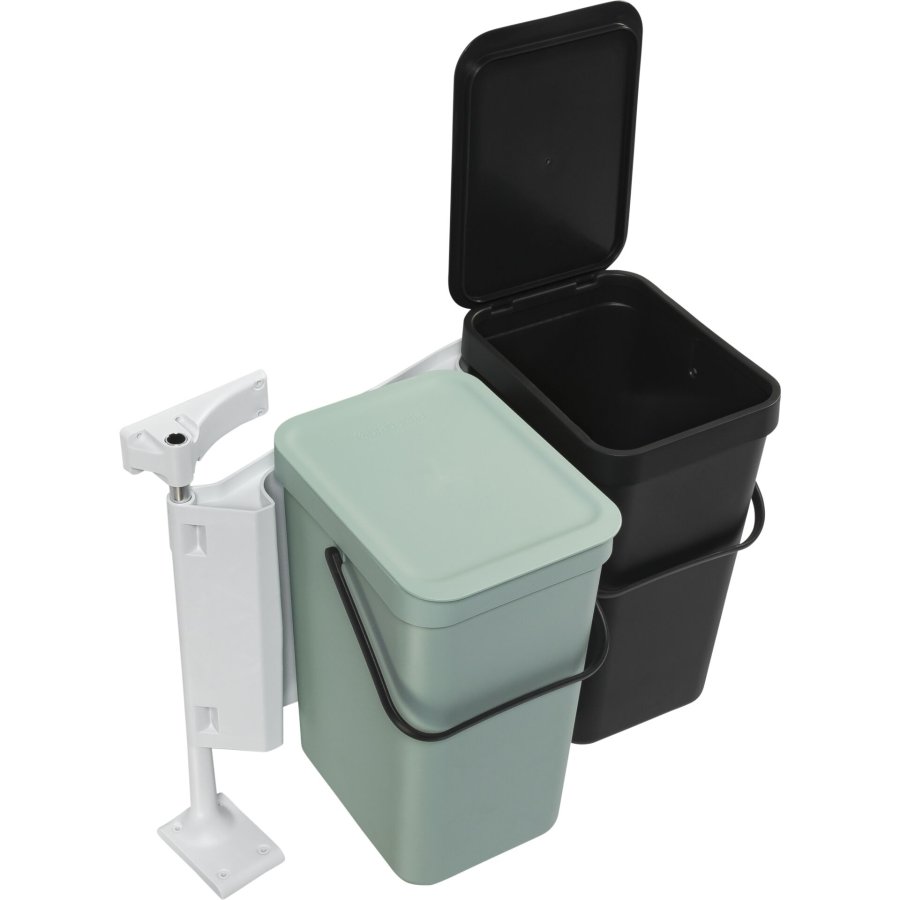 Brabantia Sort & Go Waste Bin 2 x 12 L Dark Grey & Jade Green #1