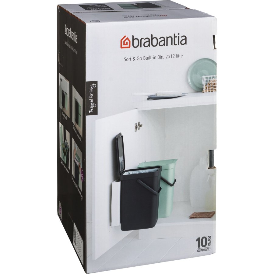 Brabantia Sort & Go Waste Bin 2 x 12 L Dark Grey & Jade Green #6