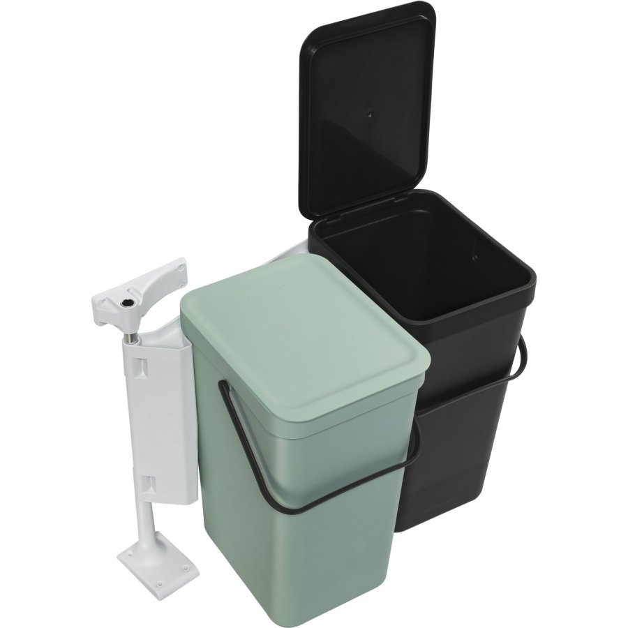 Brabantia Sort & Go Waste Bin 2 x 16 L Dark Grey & Jade Green #1