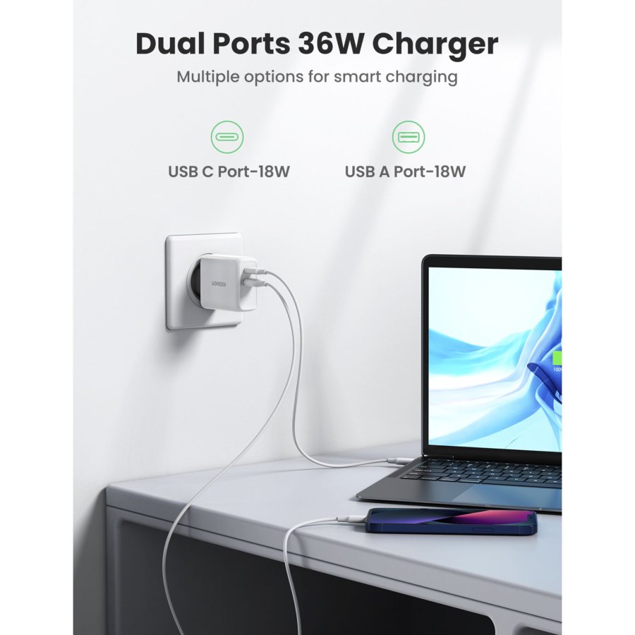 UGREEN 36W Dual Port Charger EU USB-A/USB-C #2