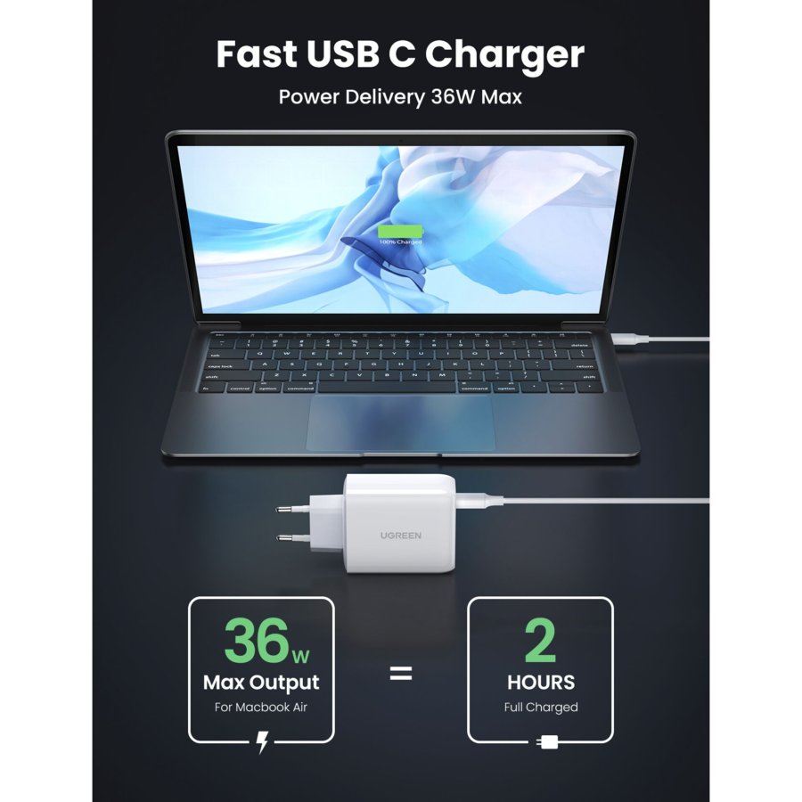 UGREEN 36W Dual Port Charger EU USB-A/USB-C #3